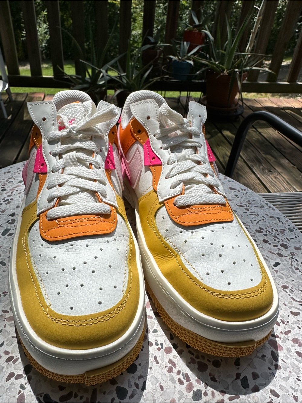 Nike Air Force 1‎ Impact Platform Sneakers Colorblock Pink Orange Yellow US 8 - Picture 10 of 11